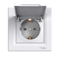 розетка SCHNEIDER ASFORA EPH3100121 з з/к, з кришкою, біла