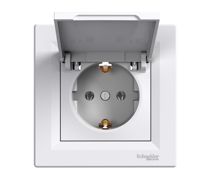 розетка SCHNEIDER ASFORA EPH3100121 з з/к, з кришкою, біла