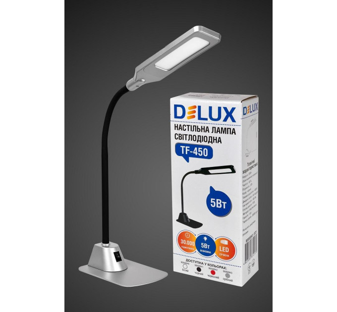 настільний світильник DELUX TF-450 5 Вт 4000K LED срібла. - (90008943)