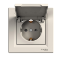 розетка SCHNEIDER ASFORA EPH3100123 з з/к, з кришкою, крем