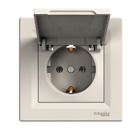 розетка SCHNEIDER ASFORA EPH3100123 з з/к, з кришкою, крем