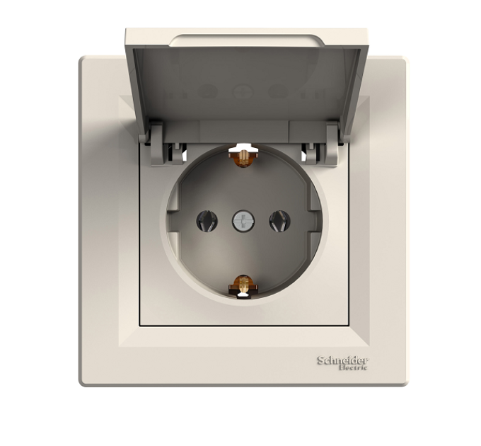 розетка SCHNEIDER ASFORA EPH3100123 з з/к, з кришкою, крем