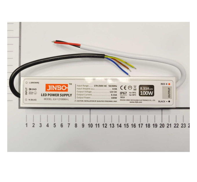 Блок живлення JINBO 100 Вт 220В AC/12В DC IP67 ( JLV-12100KA-L )