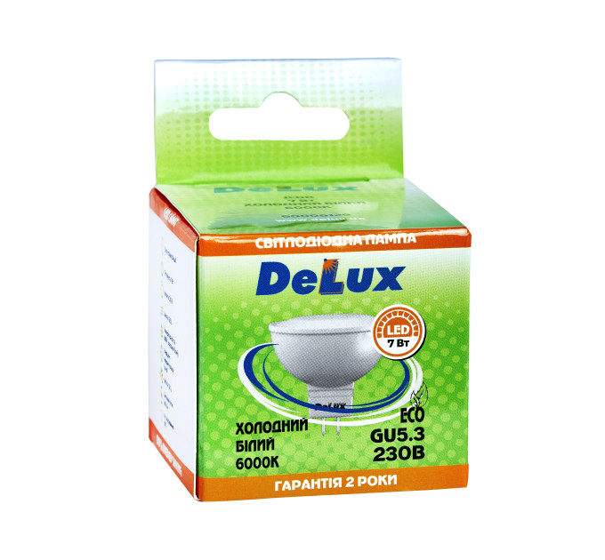лампа світлодіодна DELUX JCDR 7Вт 6000K 220В GU5.3 холодний білий
