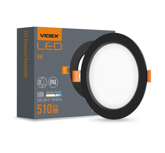 LED світильник Back вбудований круглий VIDEX 6W 5000K Black VL-DLBR-065B - 485241