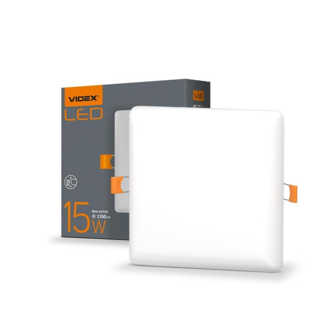 LED світильник безрамковий квадратний VIDEX 15W 4100K VL-DLFS-154 - 298153
