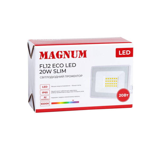 Прожектор світлодіодний MAGNUM FL12 ECO LED 20Вт slim біл. 6500К IP65