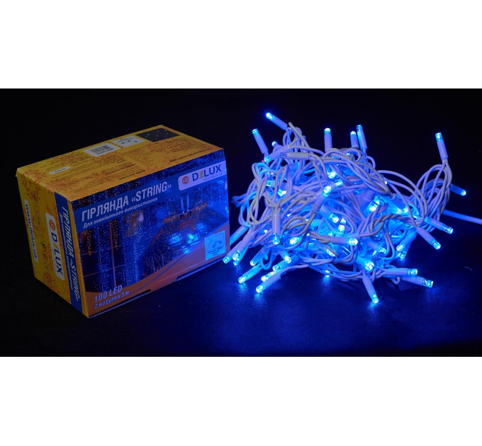Гірлянда зовнішня DELUX STRING 100 LED 10m (2x5m) синій/білий IP44 EN