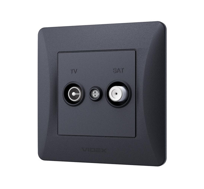 Розетка TV+SAT кінцева чорний графіт VIDEX BINERA VF-BNSK2TVSATE-BG - 295787