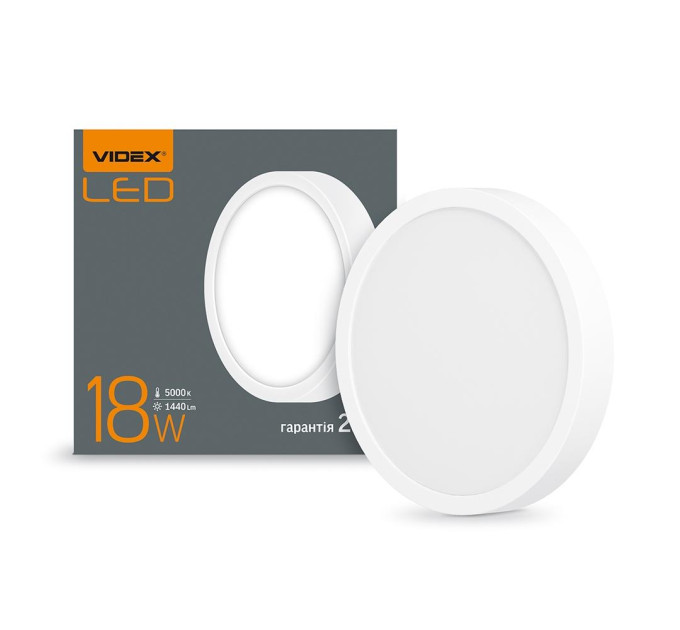 LED Світильник круглий накладний VIDEX 18W 5000K White VL-DLRS-185 - 295466