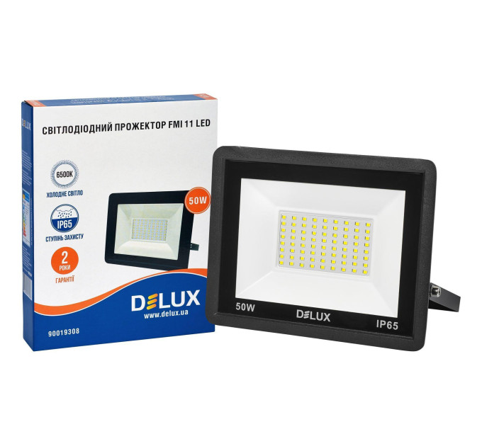 Прожектор світлодіодний DELUX FMI 11 LED 50Вт 6500К IP65 чорний