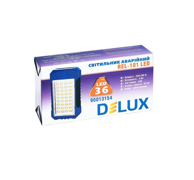 Світильник світлодіод. DELUX REL-101 (4V2.4Ah) 36 LED 4W 69x37x125