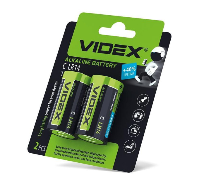 Батарейка лужна Videx LR14/C 2шт BLISTER CARD LR14/C 2pcs BC - 291864 - ціна за 1 шт. 74.00 грн., замовлення кратно блістеру (2/4/5/10шт)