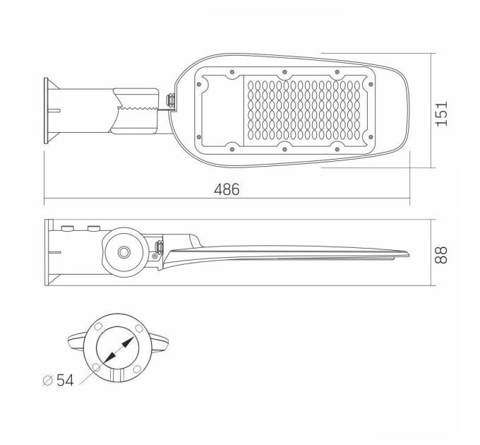 LED вуличний ліхтар VIDEX (поворотний) 50W 5000K Сірий