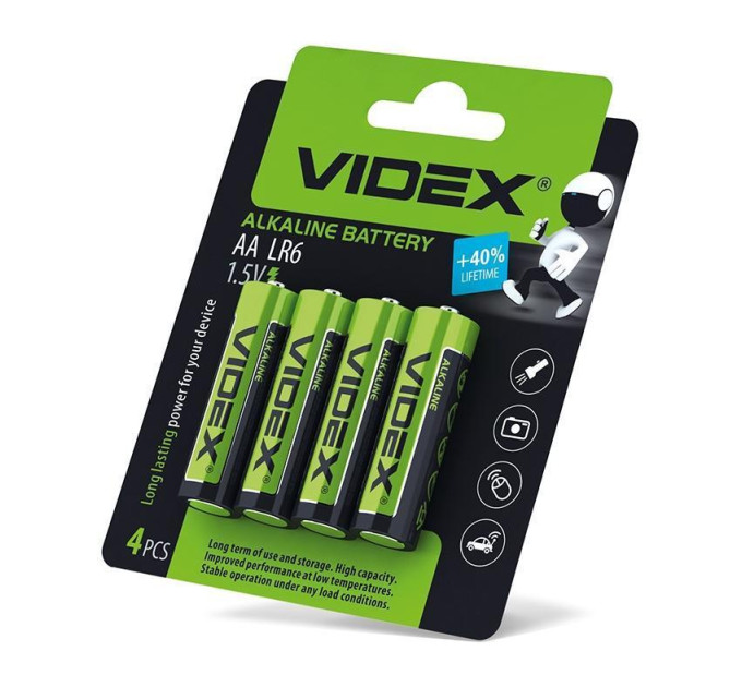 Батарейка лужна Videx LR6/AA 4шт Blister Card LR6/AA 4pcs BC - 290386 - ціна за 1 шт. 20.00 грн., замовлення кратно блістеру (2/4/5/10шт)