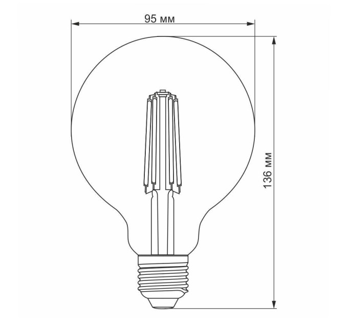 LED лампа VIDEX Filament G95FAD 7W E27 2200K дімерна бронза VL-G95FAD-07272 - 293813