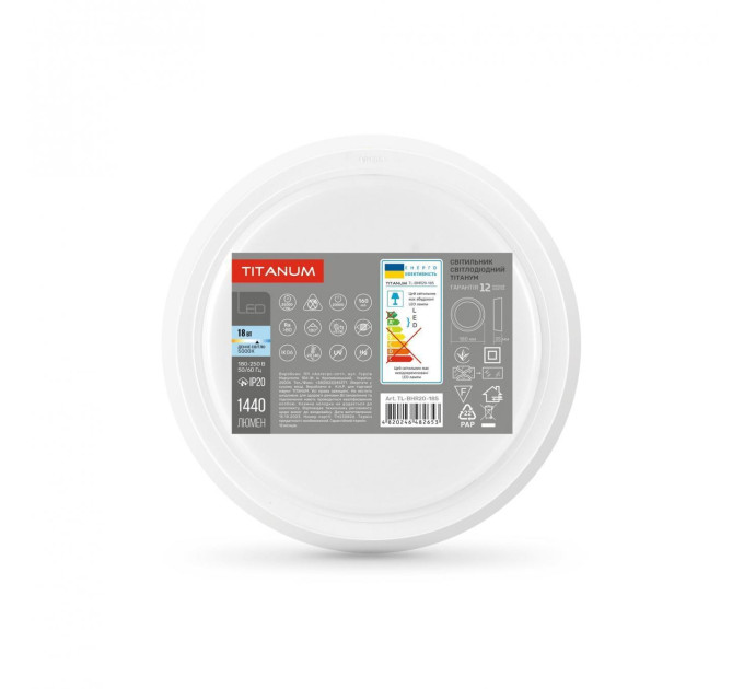 LED Світильник круглий накладний TITANUM 18W 5000K 220V TL-BHR20-185 - 482653