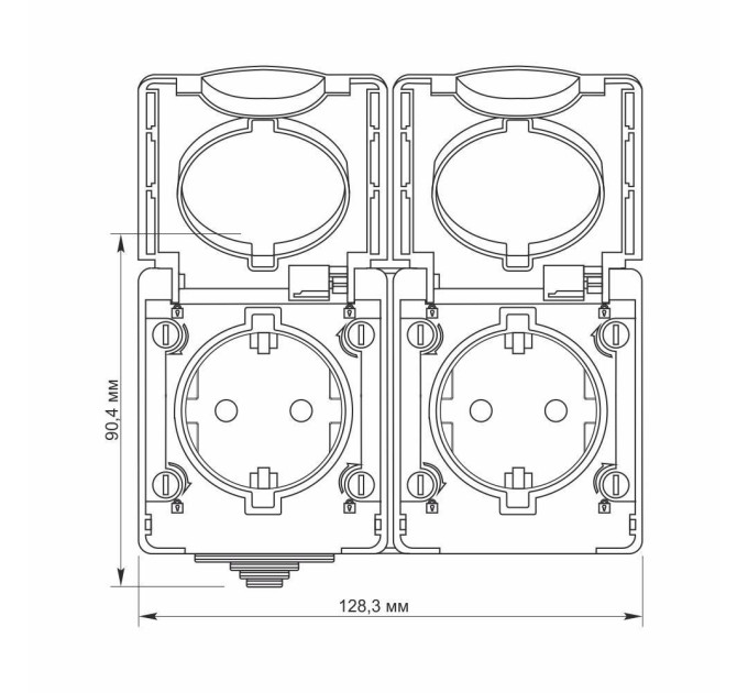 IP65 Розетка зовнішня подвійна із заземленням сіра VIDEX BINERA VF-BNW22G-G - 298283