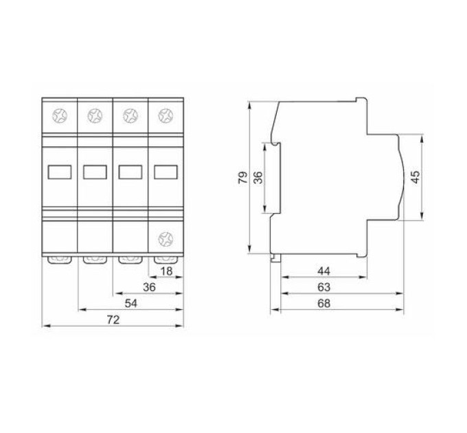 Обмежувач перенапруги IEK ОПС1-C4P 20kA/40kA/400B (MOP20-4-C)