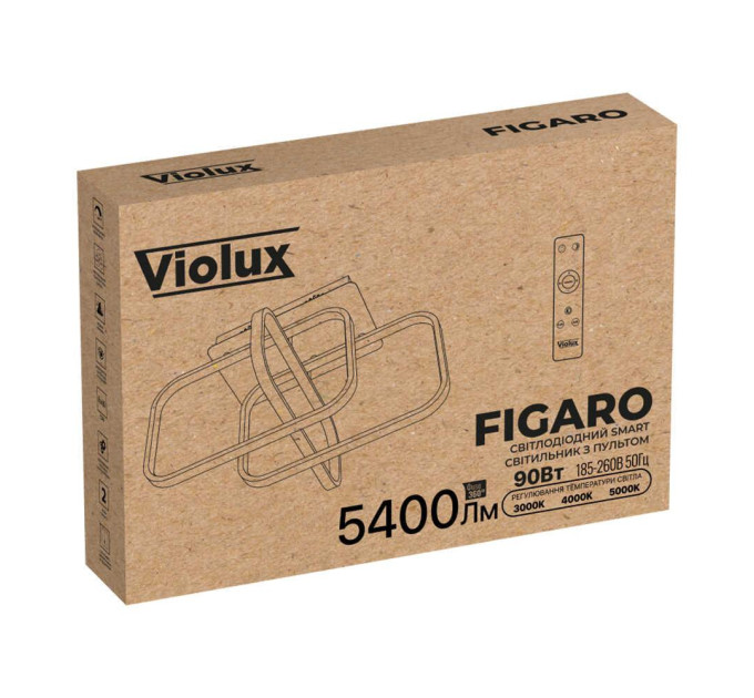 Світильник LED smart FIGARO +пульт 90W 3000-5000K IP20 чорний Violux ( 220855 )