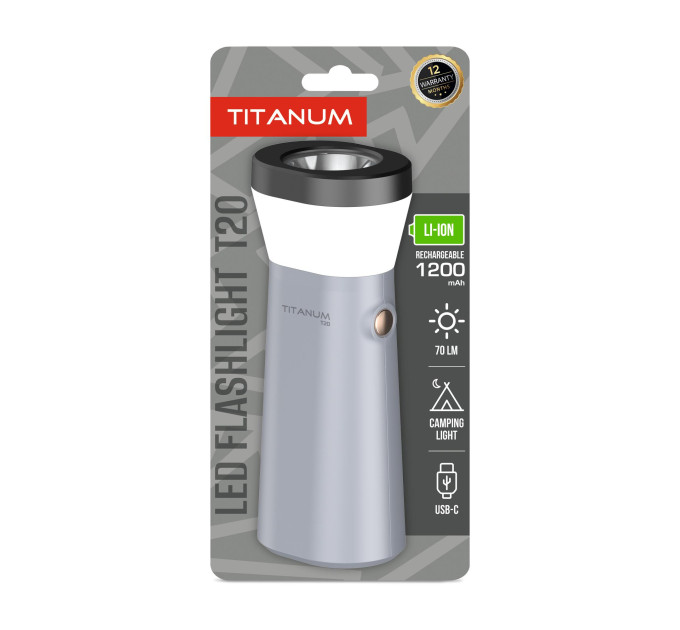 Портативний світлодіодний ліхтарик TITANUM TLF-T20 70Lm Gray TLF-T20 - 489874