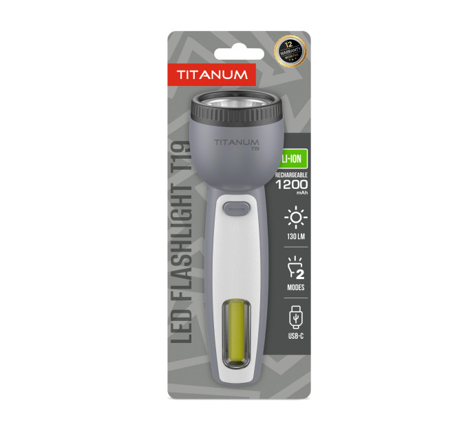Портативний світлодіодний ліхтарик TITANUM TLF-T19 130Lm Gray TLF-T19 - 489867