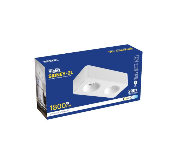 Світильник точковий накладний SIDNEY-2L 20W 4000K IP20 білий Violux ( 330461 )
