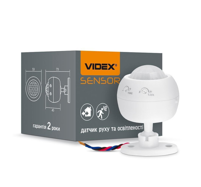 Датчик руху та освітленості VIDEX VL-SPS27W 220V 1200W інфрачервоний VL-SPS27W - 299877