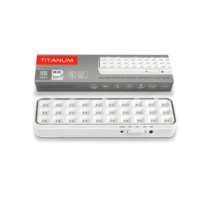 LED світильник аварійний TITANUM 30 LED 6500K TL-EM1106 - 483612