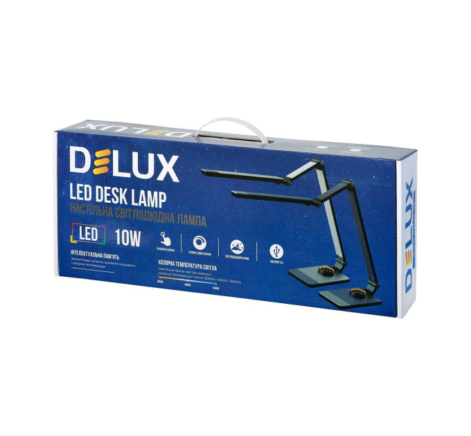Світильник світлодіодний настільний DELUX TF-520 10 Вт LED 3000K-4000K-6000K USB черный
