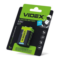 Батарейка лужна Videx 6LR61/9V (Крона) 1шт BLISTER 6LR61/9V/B - 291604