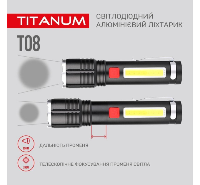Портативний світлодіодний ліхтарик TITANUM TLF-T08 700Lm 6500K TLF-T08 - 483339