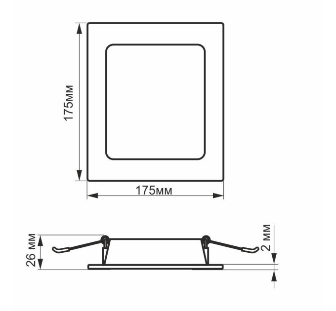 LED світильник Back вбудований квадрат VIDEX 16W 5000K VL-DLBS-165 - 480482