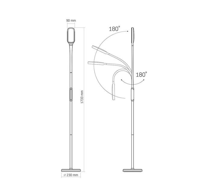 LED торшер чорний VIDEX TF07B 14W 3000-5500K VL-TF07B - 296555