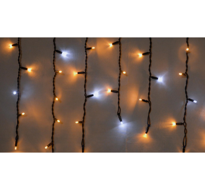 Гірлянда зовнішня DELUX ICICLE 75 LED бахрома 2x0,7m 18 білий flash жовтий/чорний IP44 EN