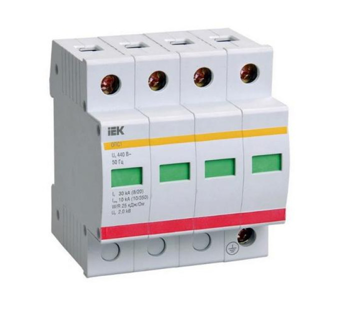 Обмежувач перенапруги IEK ОПС1-C4P 20kA/40kA/400B (MOP20-4-C)
