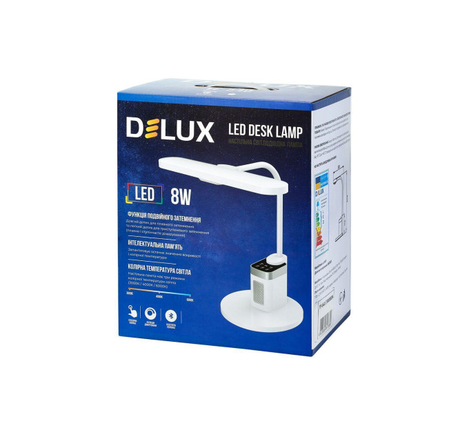 Світильник світлодіодний настільний DELUX TF-540 8 Вт LED 3000K-4000K-6000K Bluetooth колонка білий