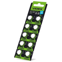 Батарейка годинникова Videx AG12/LR43 BLISTER CARD 10 шт AG12/10B/1.5V - 291673