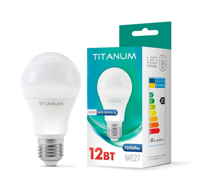 LED лампа TITANUM A60 12W E27 4100K 220V TLA6012274 - 294162