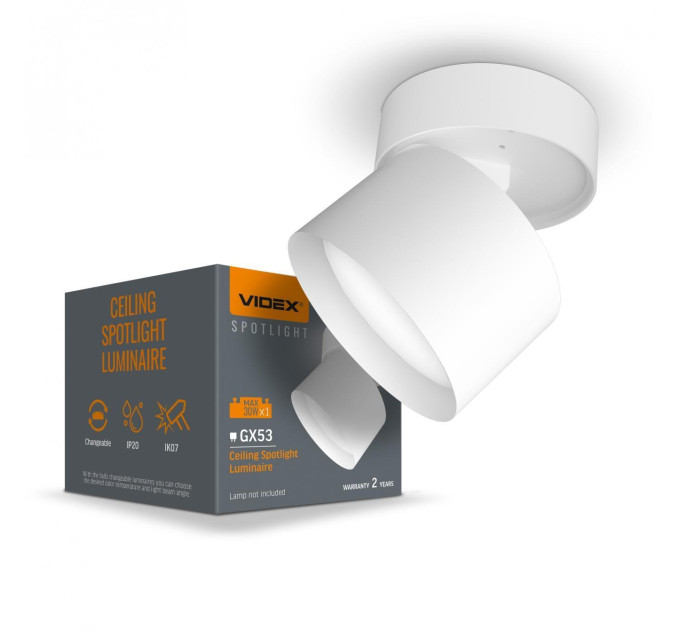 Світильник VIDEX під лампу GX53 поворотний Білий VL-SPF18B-W VL-SPF18B-W - 484718