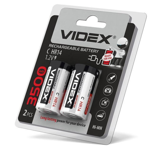 Акумулятори Videx HR14/C 3500mAh double blister/2шт HR14/3500/2DB - 294773 - ціна за 1 шт. 496.00 грн., замовлення кратно блістеру (2/4/5/10шт)