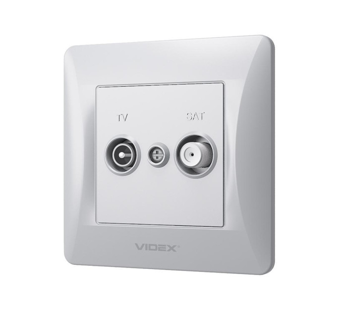 Розетка TV+SAT кінцева срібний шовк VIDEX BINERA VF-BNSK2TVSATE-SS - 297842