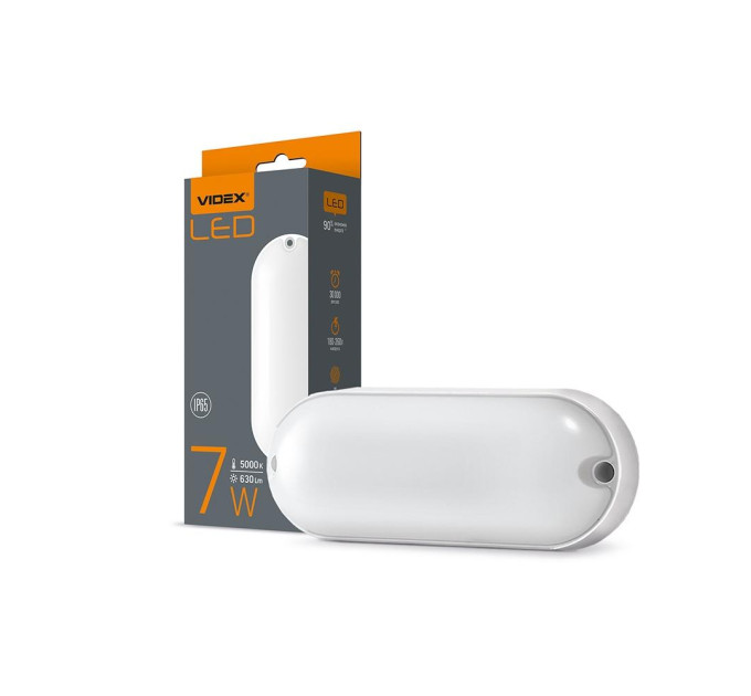 LED світильник IP65 овальний VIDEX 7W 5000K білий