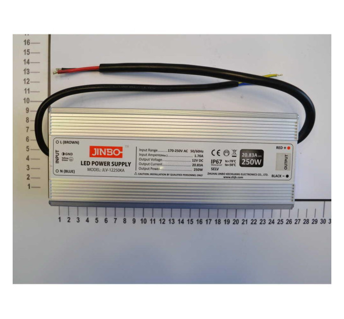 Блок живлення JINBO 250 Вт 220В AC/12В DC IP67 ( JLV-12250KA )