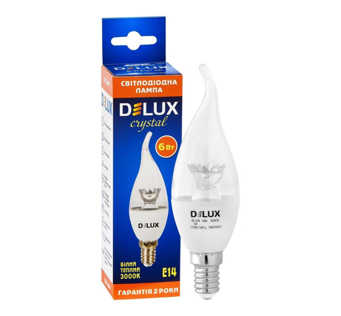 Лампа світлодіодна DELUX BL37B 6 Вт tail 3000K 220В E14 crystal теплий білий