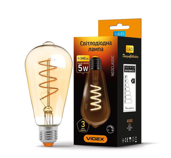 LED лампа VIDEX Filament ST64FASD 5W E27 2200K дімерна бронза VL-ST64FASD-05272 - 297743