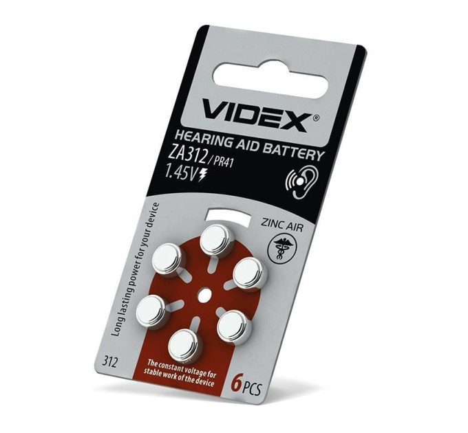 Батарейка повітряно цинкова Videx ZA312 (PR41) BLISTER 6 ZA312 (PR41) B6 - 294285 - ціна за 1 шт. 26.00 грн., замовлення кратно блістеру (2/4/5/10шт)