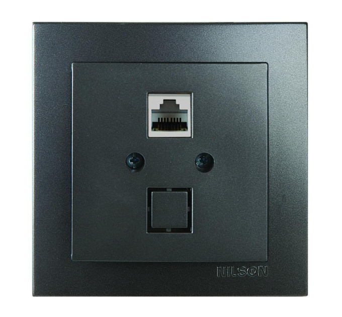 Розетка Nilson Touran антрацит комп'ютерна CAT5e RJ45 ( 24161044 )