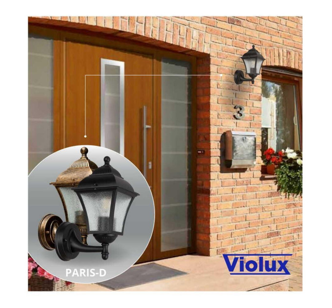 Світильник садово-парковий Violux Paris-D чорний 60W Е27 IP44 ( 500070 )