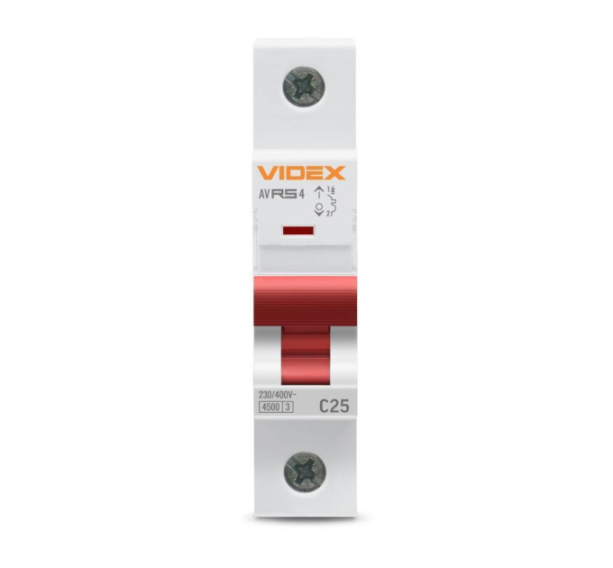 Автоматичний вимикач RS4 1п 25А С 4,5кА VIDEX RESIST VF-RS4-AV1C25 - 481137